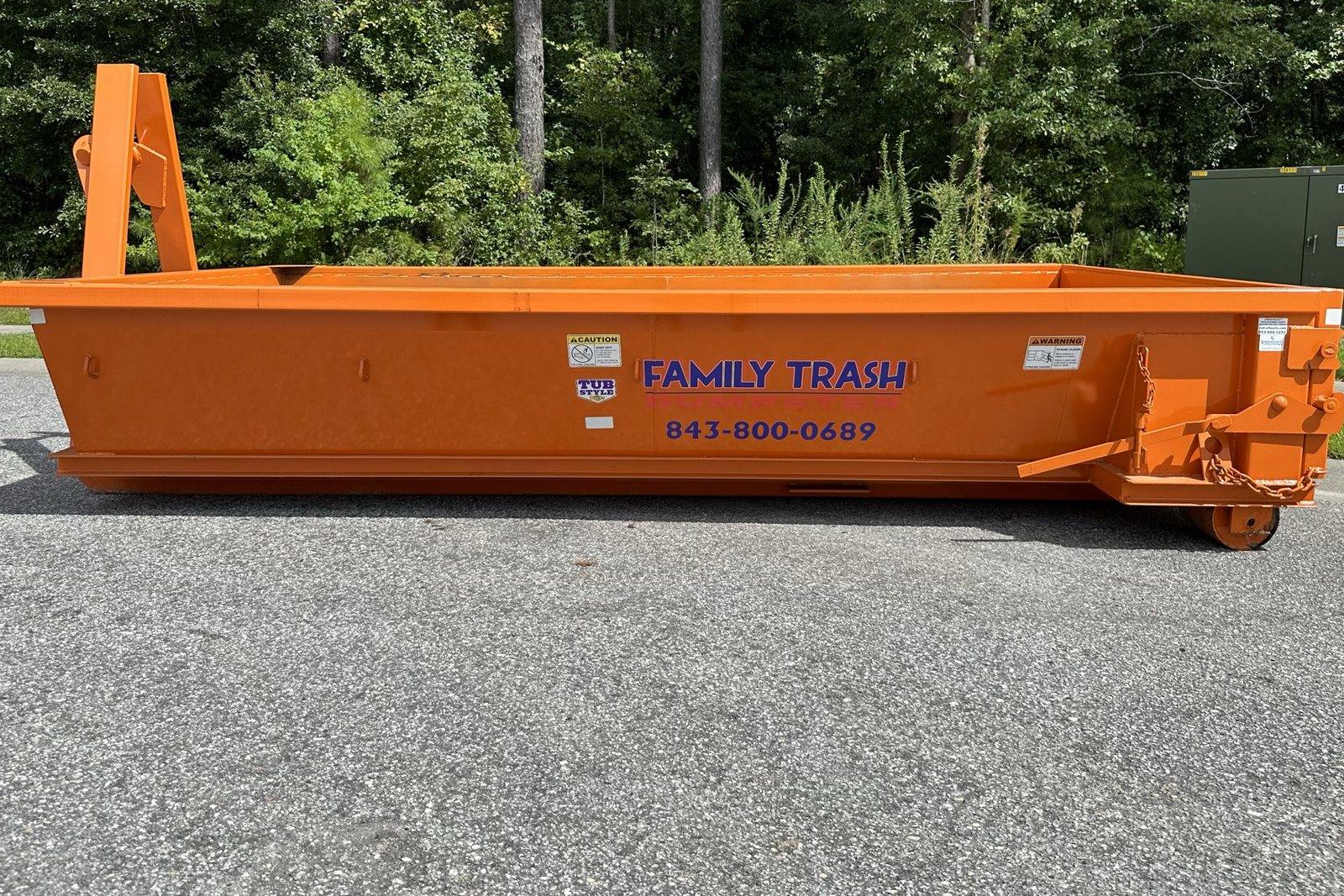 Family Trash 7-yard roll-off dumpster in Charleston