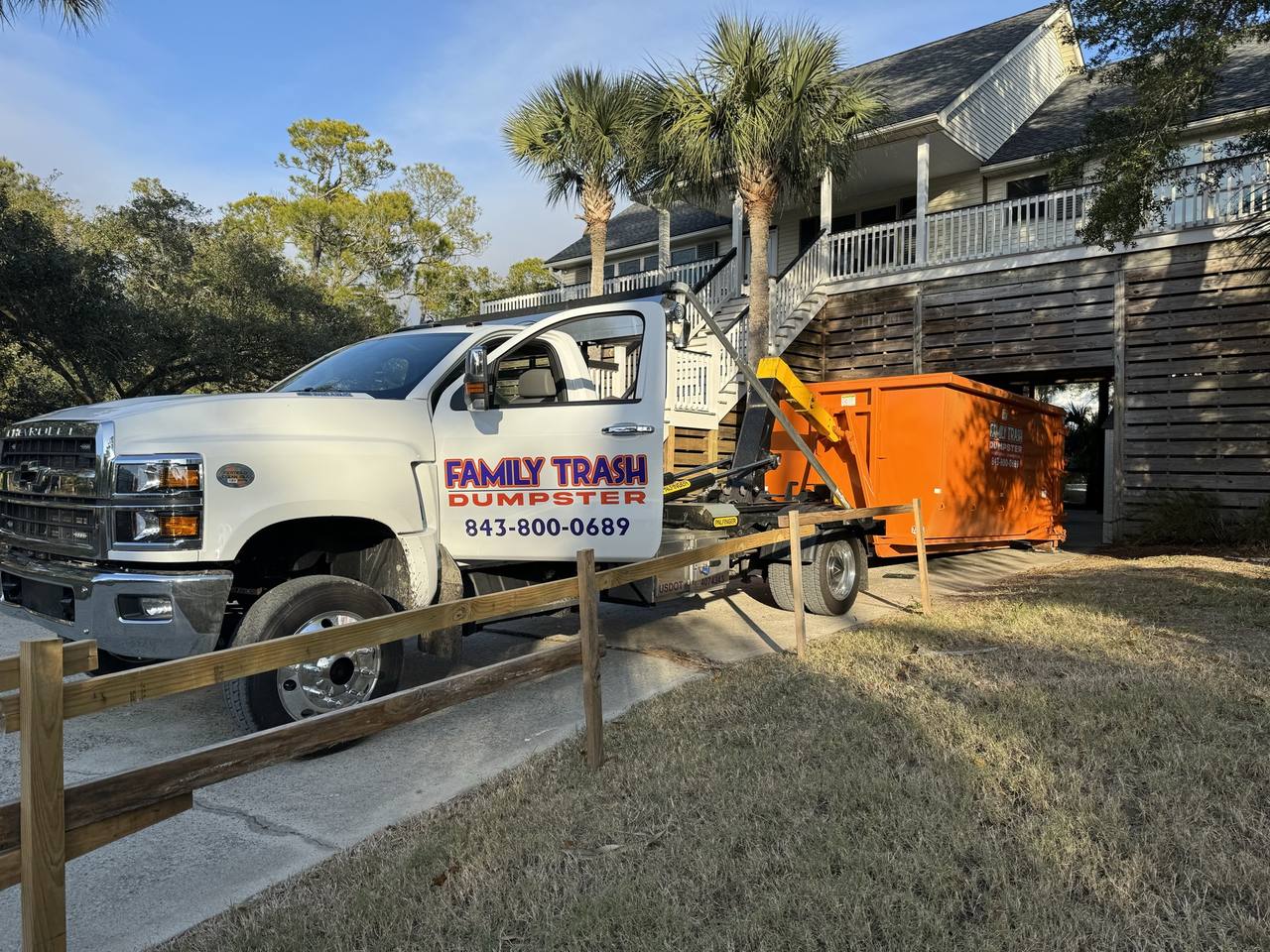 Family Trash roll-off dumpster in the Charleston area