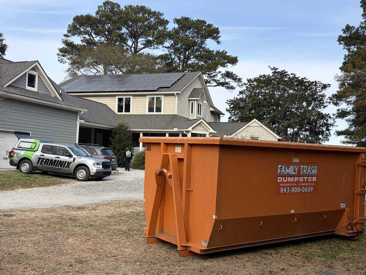 Family Trash roll-off dumpster in the Charleston area