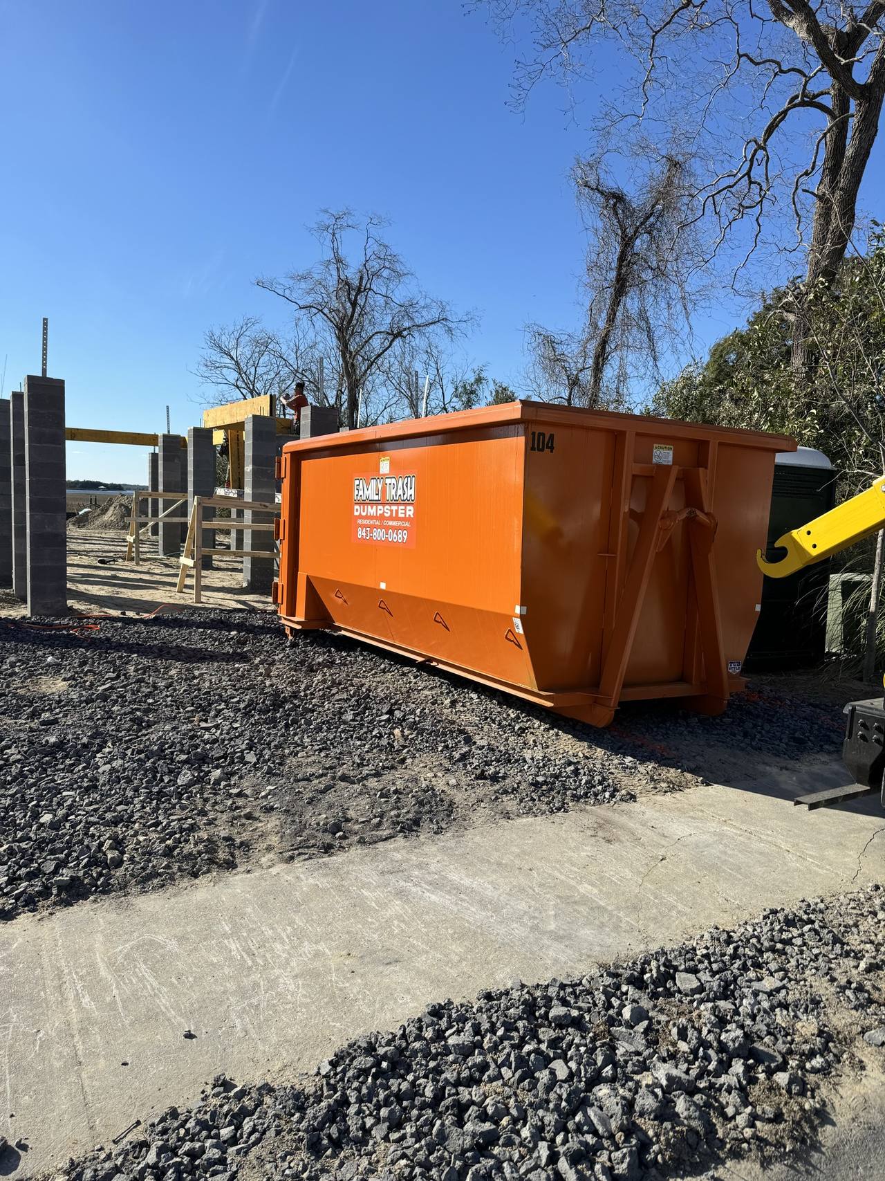 Family Trash roll-off dumpster in the Charleston area