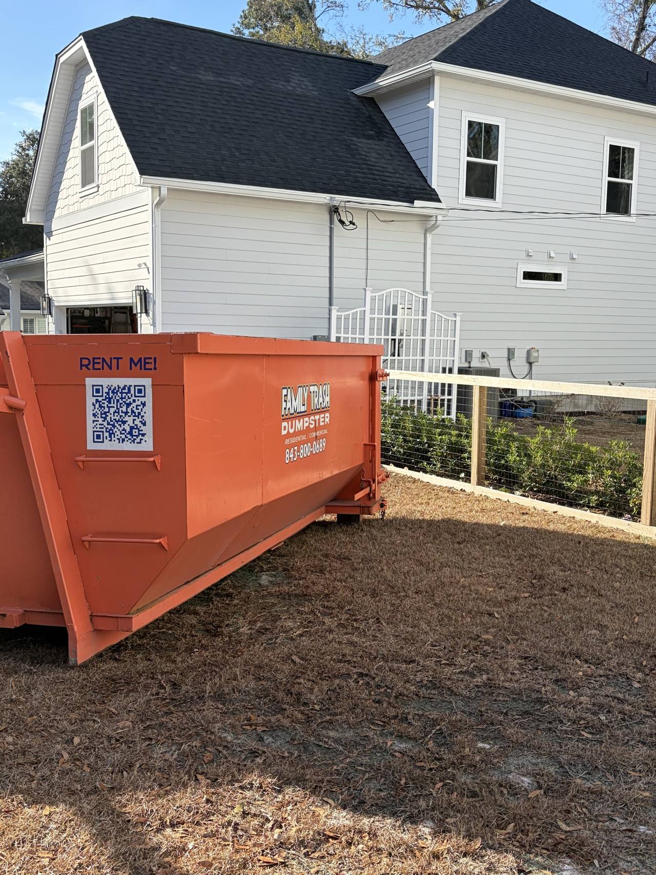 Family Trash roll-off dumpster in the Charleston area